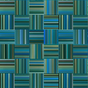 Striped Check Pattern 02 M Turquoise - Multicolored Brushstrokes - Geometric Painted Pattern By 3H-Art Oda - Turquoise, Cyan, Blue, Green And Brown Color Shades - Blended Colors - Modern Seamless Pattern