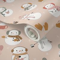 Muted Pink Snowmen