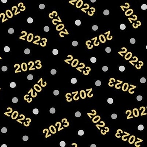 Golden Yellow 2023 with Silver Gray Confetti on Black