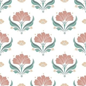 Pastel geometric florals in pink and light blue