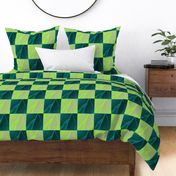 Modern Checkerboard Teal and Chartreuse Large