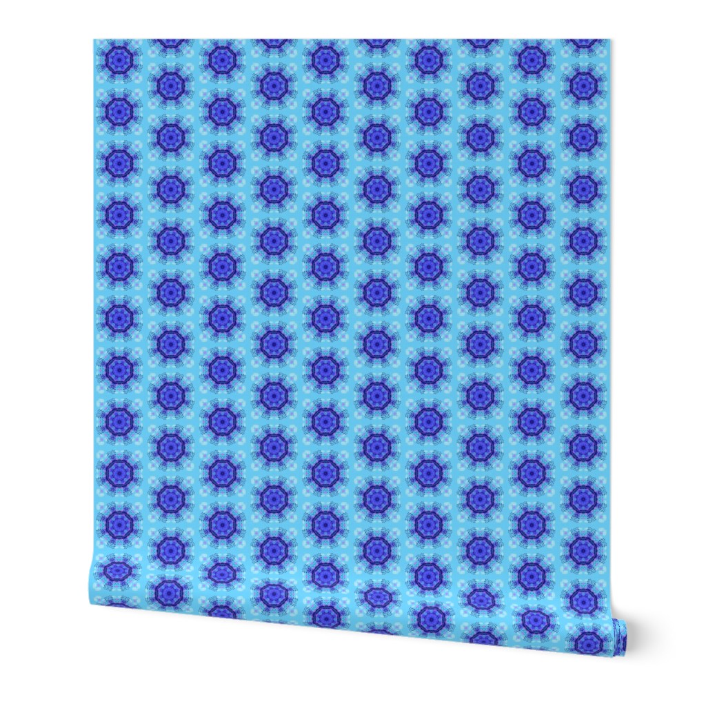 Mandala Kaleidoscope Tiles - Sky Blue - Small