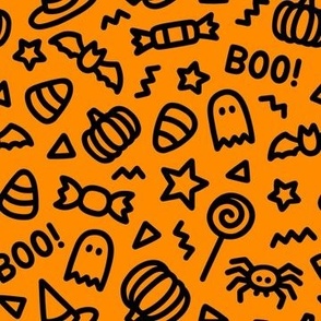 Halloween Chunky Doodle: Black on Orange (Large Scale)