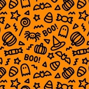 Halloween Chunky Doodle: Black on Orange (Small Scale)