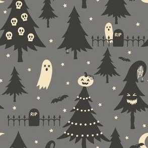 Halloween Trees on Gray (Small Scale)