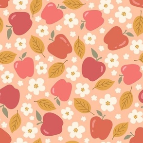 Apples, Blossoms & Leaves on Peach (Large Scale)