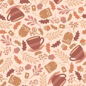 Autumn Cuppa on Peach (Large Scale)
