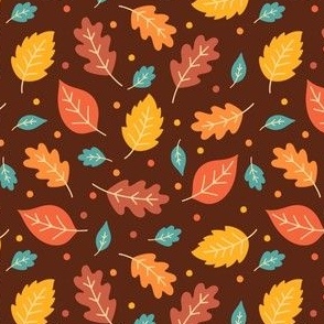 Falling Autumn Leaves on Brown (Small Scale)