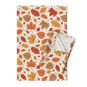 Doodle Leaves: Orange Yellow Brown (Large Scale)