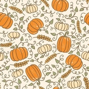 Pretty Pumpkin Patch  on Off White (Large Scale)