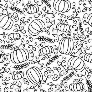 Pretty Pumpkin Patch  in Black Outlines (Large Scale)