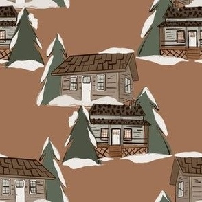 Winter Cabin (Sienna)(Small Scale)(6")