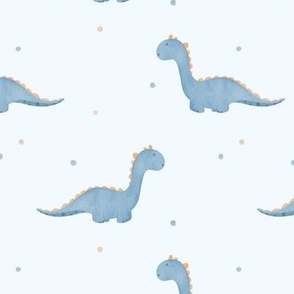 Small Baby Dino (Blue and Blue) (6" Fabric/ 4" Wallpaper)