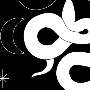 Celestial Snakes Black and White - XL 54"
