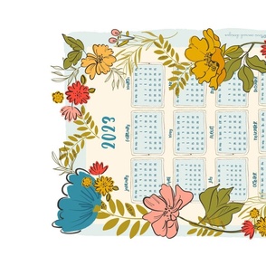Spoonflower 2023 Calendar Tea Towel Joy in Every Season Floral Tea Towel by Terri-Conrad-Designs copy