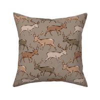 Deer (Brown)(Large Scale)(10.5" Fabric/12" Wallpaper)