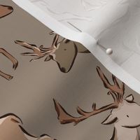 Deer (Brown)(Large Scale)(10.5" Fabric/12" Wallpaper)