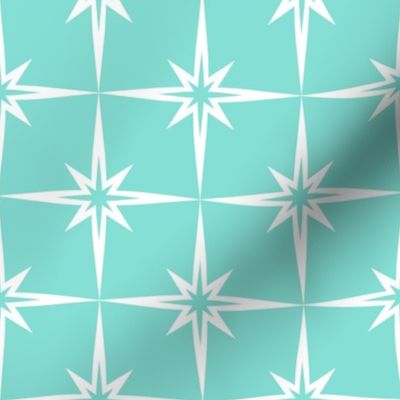 Retro Star Pattern White on Gift Box Blue