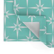 Retro Star Pattern White on Gift Box Blue