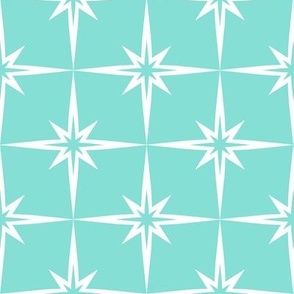 Retro Star Pattern White on Gift Box Blue