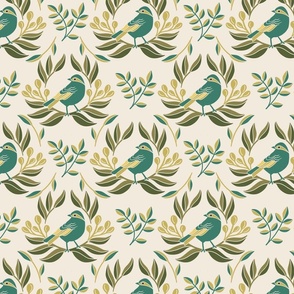 Pastel Geometric Birds in yellow and green 