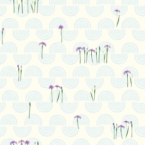 Blooming Japanese Iris with Wave Pattern - Light (medium)