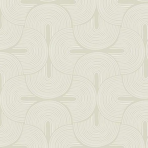 Retro groovy freehand pattern seventies wallpaper rainbows thin line white on mist gray LARGE