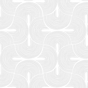 Retro groovy freehand pattern seventies wallpaper rainbows thin lines gray on white LARGE