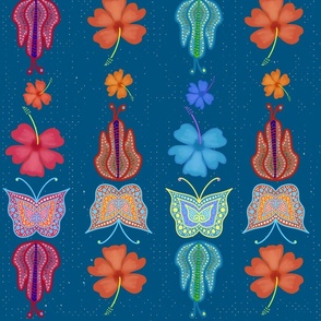 Illustrated spring butterflies pattern 