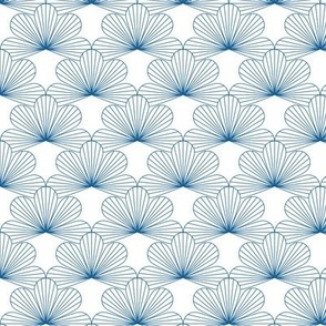 Japanese inspired minimalist lotus flower blossom spring summer design vintage retro style blue on white