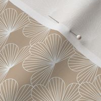 Japanese inspired minimalist lotus flower blossom spring summer design vintage retro style white on beige tan