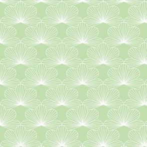 Japanese inspired minimalist lotus flower blossom spring summer design vintage retro style white on mint green jade