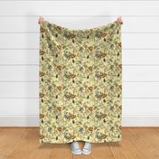 Vintage Birds of Paradise in the Nostalgic Tropical Flower Greenery Jungle - sunny light yellow - double layer