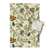 Vintage Birds of Paradise in the Nostalgic Tropical Flower Greenery Jungle - light yellow