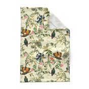 Vintage Birds of Paradise in the Nostalgic Tropical Flower Greenery Jungle - light yellow