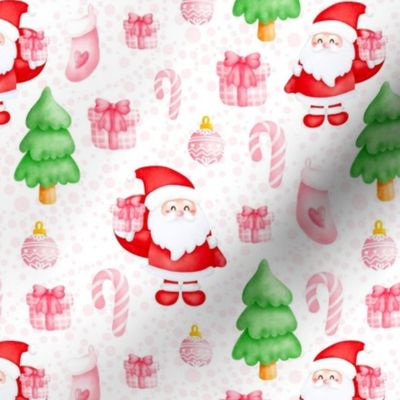 Medium Scale Christmas Santa Candy Canes Holiday Gifts and Trees