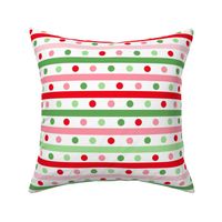 Bigger Scale Christmas Stripes and Dots Candy Red Green Pink