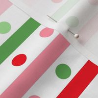 Bigger Scale Christmas Stripes and Dots Candy Red Green Pink