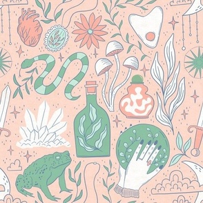 Eclectic witch- pastel peach and green