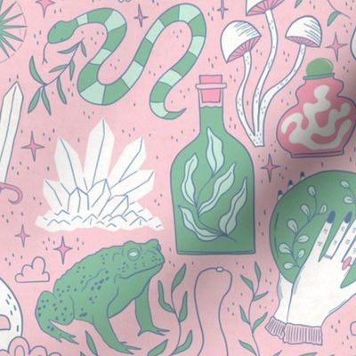 Eclectic witch - pastel pink and green