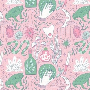 small - Eclectic witch - pastel pink and green