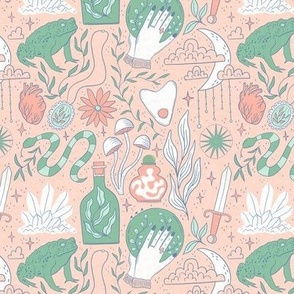 small - Eclectic witch- pastel peach and green