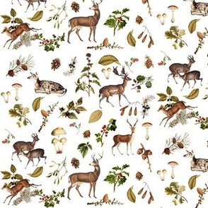 Deer in the Woods, white // small