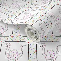 Dinosaur | Brachiosaurus Hearts & Stars Quilt Block