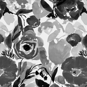 Wild Flower Bouquet Black and White