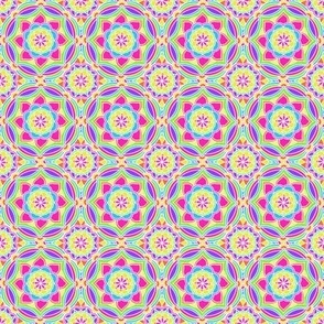 Bright Rainbow Mandala Pattern White (small)