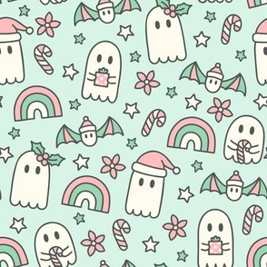 Christmas Ghosts on Mint (Large Scale)