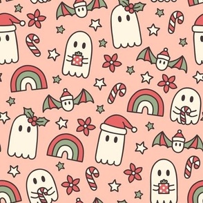 Christmas Ghosts on Pink (Large Scale)