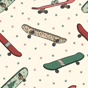Christmas Skateboards on Cream (Large Scale)