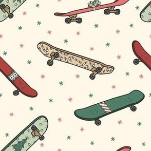 Christmas Skateboards on Cream (Small Scale)